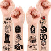 91PCS Rip Death To My 20s Thirtieth My 30th Funeral Theme Black Birthday Party Decorations Supplies Favors Tattoos Stickers for Women Kids Gifts Prizes